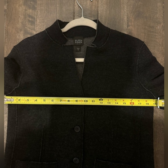 Eileen Fisher Merino Wool Knit Jacket Cardigan Dark Gray PS - Picture 9 of 11